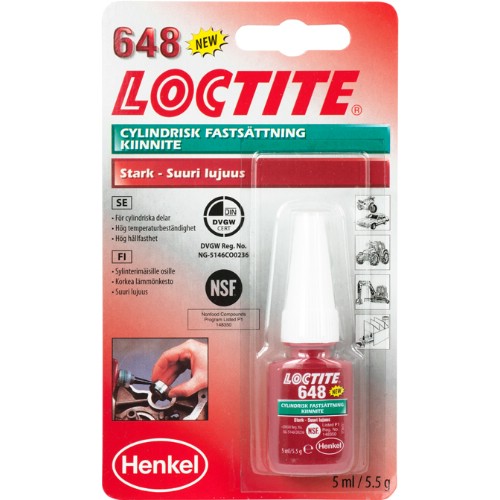 Cylindrisk fastsättning LOCTITE 648 höghållfast