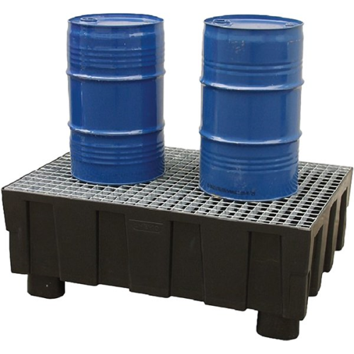 Spillpall InduSafe Euro PE 250/2, 2-fats, med 4 fötter, förzinkat galler, svart